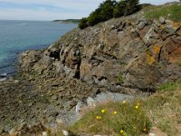 DSC2163 DxO  Arrêt 5 - L'anse de Brenterc'h. En contre-bas, la plage aux galets bleus de dolérite.