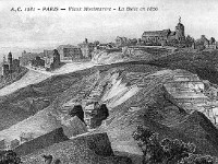 montmartre 1820  1820. Les carrières en exploitation et les débuts de l&#39;urbanisation de la Butte. (site troglos)