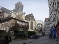 Arrière de l&#39;église Saint-Gervais. Sa construction a commencé en 1494 mais la façade ne fut achévée qu&#39;en 1657, ce qui explique le mélange des styles.